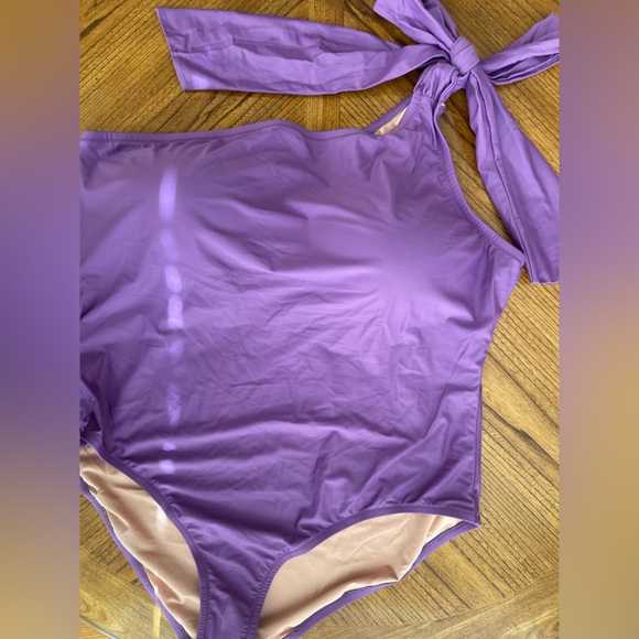 J Crew - One Shoulder Bow One Piece - NWT - Viola - Picture 3 of 3